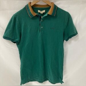 Burberry Teal Polo with Camel Collar